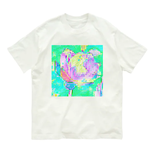 サイケデリックな蓮の花 オーガニックコットンTシャツ