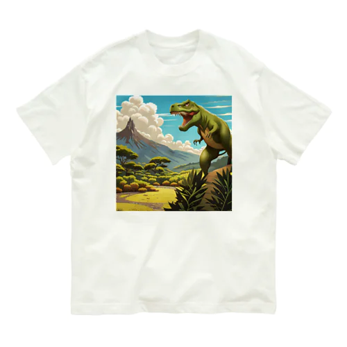 アニメ調　ティラノサウルス オーガニックコットンTシャツ