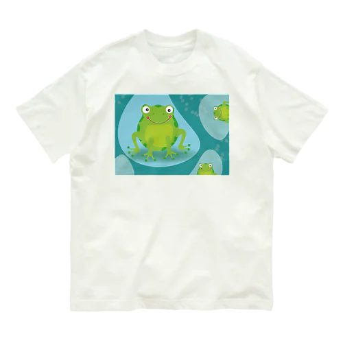 かえるのイラストグッズ オーガニックコットンTシャツ