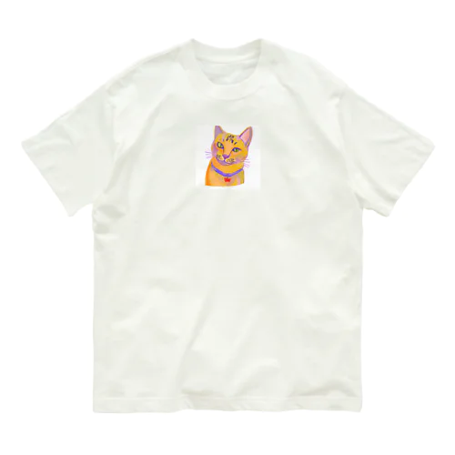 鮮やかな凛々しい猫さんのイラストグッズ Organic Cotton T-Shirt