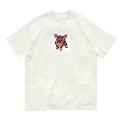 叫ぶ豚君 水彩画風 Organic Cotton T-Shirt