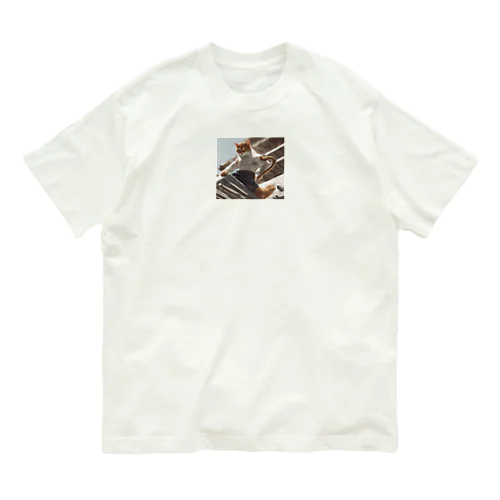 躍動感あふれる猫 Organic Cotton T-Shirt