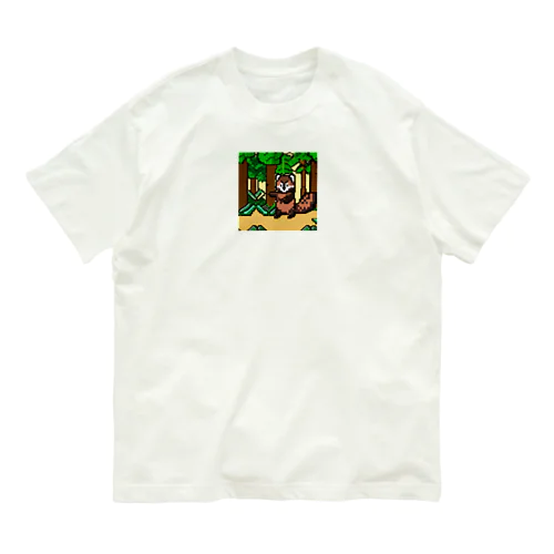 ぽんぽこタヌキのピクセルアドベンチャー Organic Cotton T-Shirt