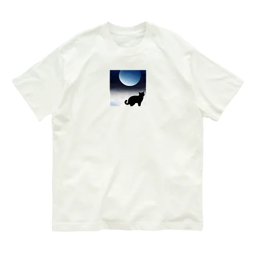 月と猫 オーガニックコットンTシャツ