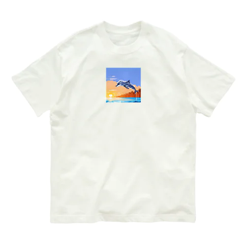 ドット絵のイルカ Organic Cotton T-Shirt