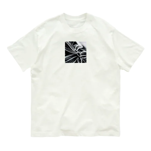 モノクロフラワー オーガニックコットンTシャツ