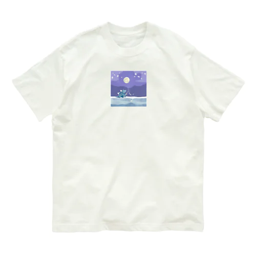 恐竜くんの夜釣り オーガニックコットンTシャツ