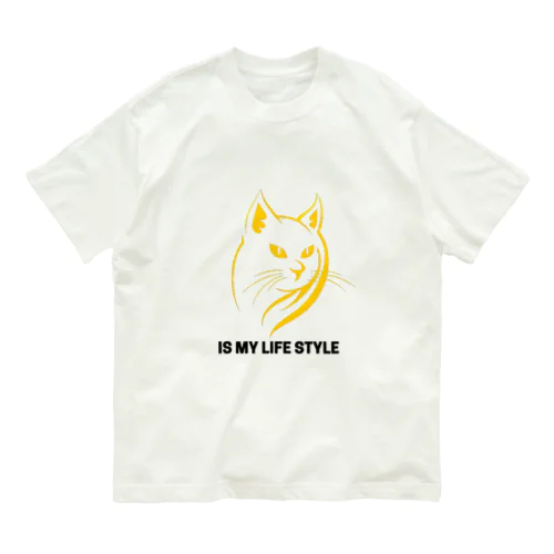 幻想的な猫のデザイン オーガニックコットンTシャツ