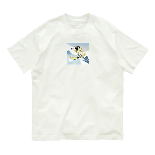 スノボするパグ Organic Cotton T-Shirt