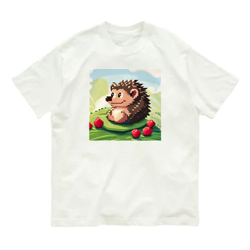 ピクニックをするハリネズミ オーガニックコットンTシャツ