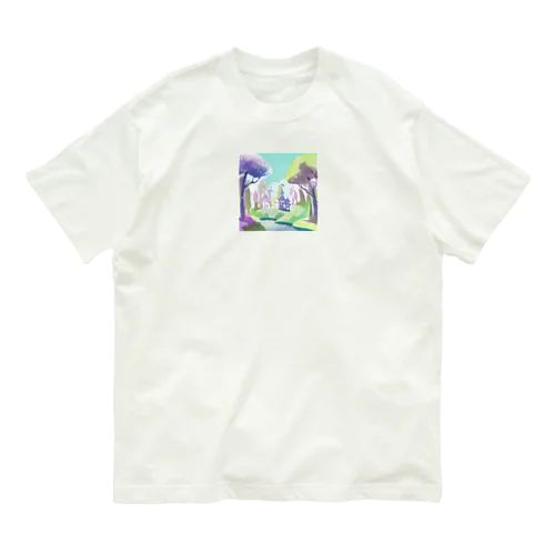森のイラストグッズ オーガニックコットンTシャツ