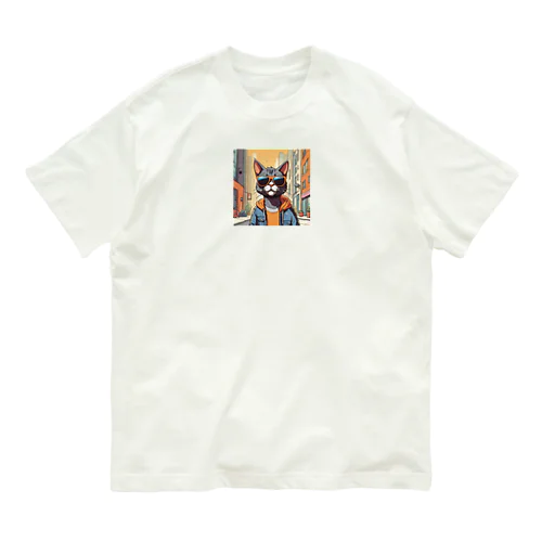 サングラス猫in都会 Organic Cotton T-Shirt