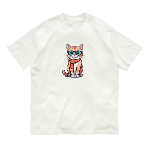 メガネ猫∥ オーガニックコットンTシャツ