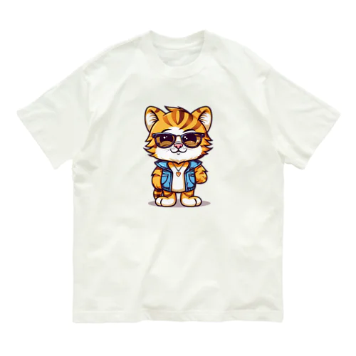 ベストを着たトラ オーガニックコットンTシャツ