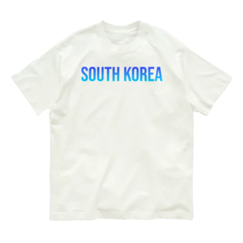 大韓民国 ロゴブルー オーガニックコットンTシャツ