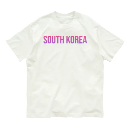 大韓民国 ロゴピンク オーガニックコットンTシャツ