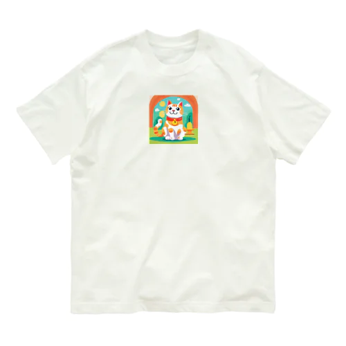 愛くるしい招き猫 オーガニックコットンTシャツ