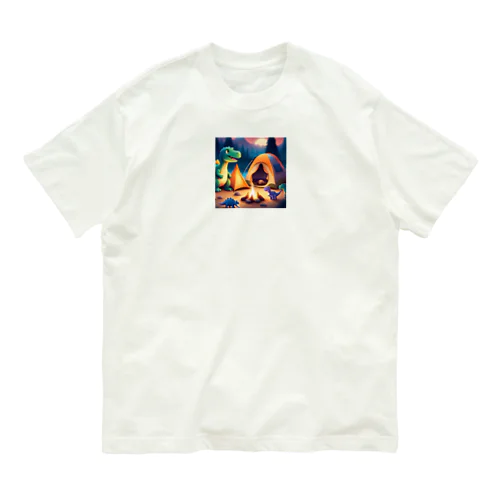 キャンプを楽しむ恐竜達 Organic Cotton T-Shirt