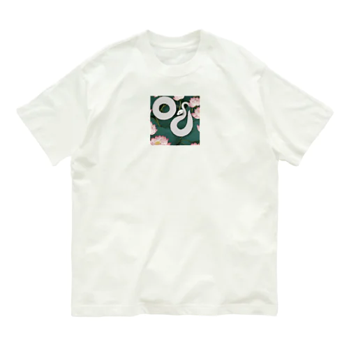 【金運上昇】幸運の白蛇 オーガニックコットンTシャツ