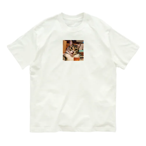 猫猫　泥酔 オーガニックコットンTシャツ