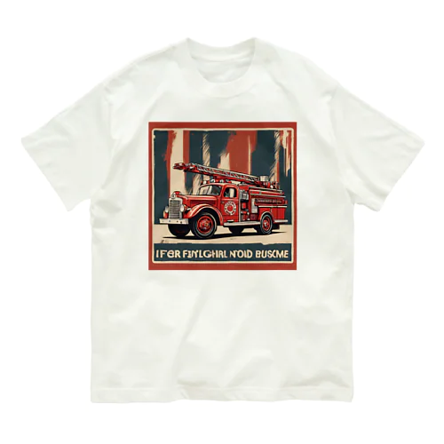 レトロはしご車　渋い Organic Cotton T-Shirt