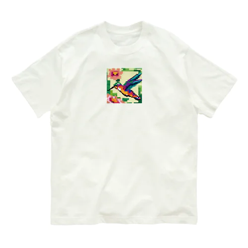 ドット絵ハチドリ オーガニックコットンTシャツ