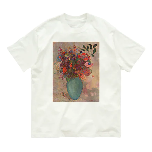 トルコ石色の花瓶の花 /  The turquoise vase オーガニックコットンTシャツ