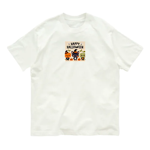 Happy Halloween かわいいハローウィーンキャラクター Organic Cotton T-Shirt