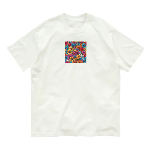 癒しの笑顔フラワー オーガニックコットンTシャツ