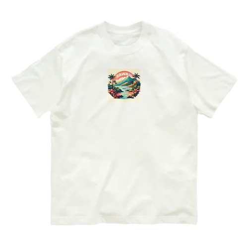 HAWAII　ハワイの魅力的なイラスト オーガニックコットンTシャツ