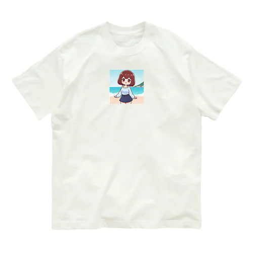 海辺のかわいい女の子④ オーガニックコットンTシャツ