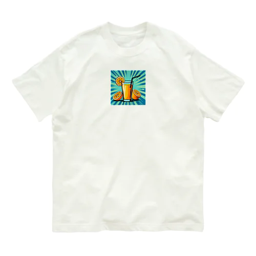 ポップアート調のフレッシュなオレンジジュース② Organic Cotton T-Shirt
