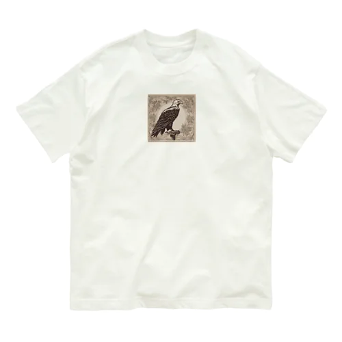 鷹のイラストグッズ オーガニックコットンTシャツ