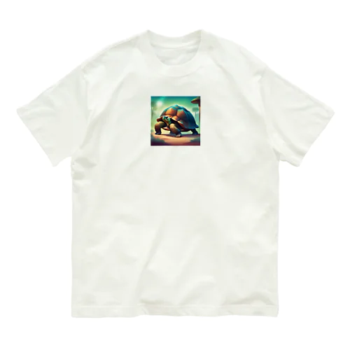ゾウガメのイラストグッズ オーガニックコットンTシャツ