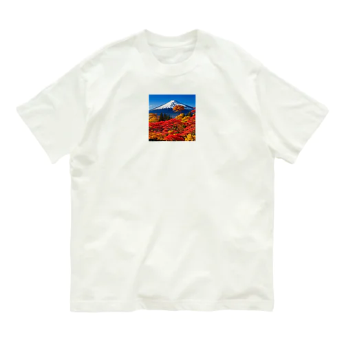 秋晴れの空/富士山/色鮮やかな紅葉 Organic Cotton T-Shirt