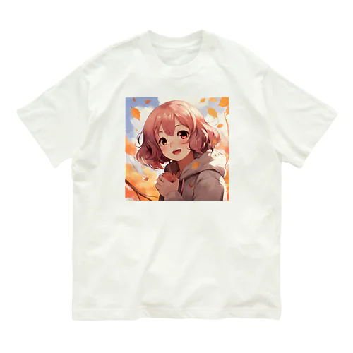 紅葉の中で輝く彼女 オーガニックコットンTシャツ