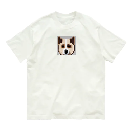 ピクセルアートのかわいい秋田犬 オーガニックコットンTシャツ