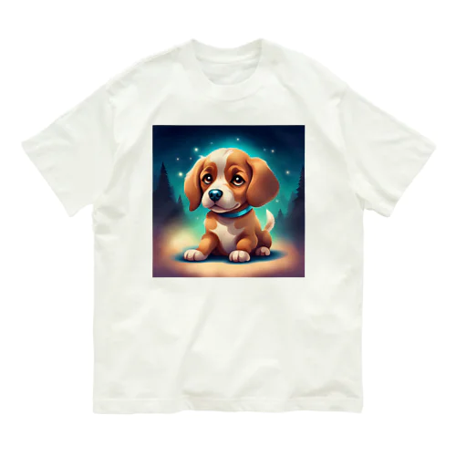 可愛い犬のイラスト オーガニックコットンTシャツ