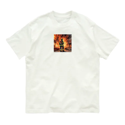 火災現場の勇敢な消防士のグッズ Organic Cotton T-Shirt