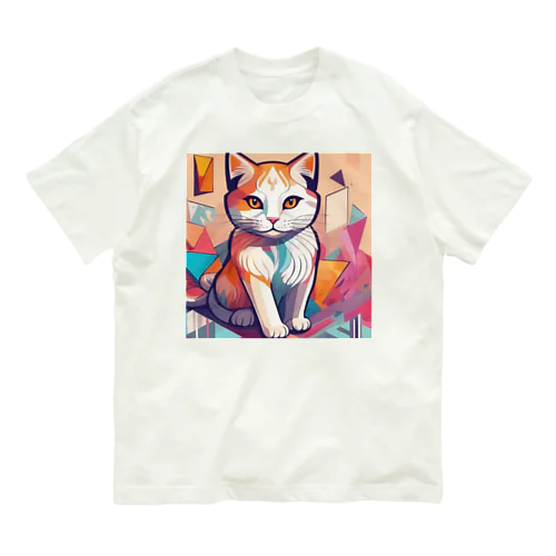 額に模様のある猫 オーガニックコットンTシャツ