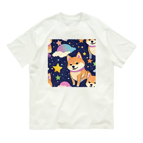 夜空に柴犬 オーガニックコットンTシャツ