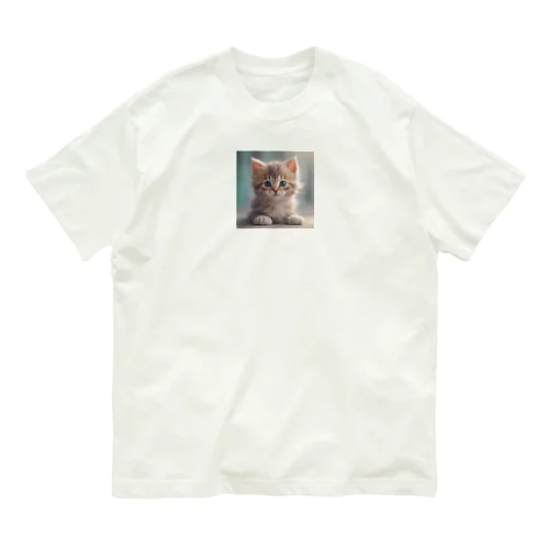 可愛い仔猫のイラストグッズ オーガニックコットンTシャツ