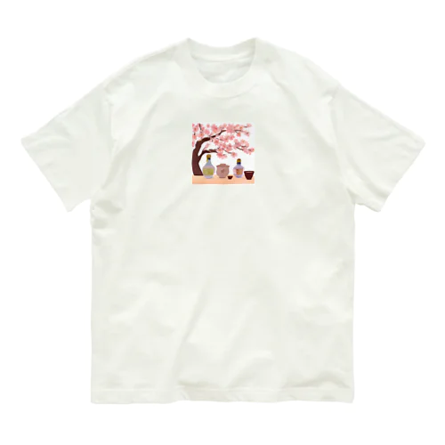 桜の下で花見酒 Organic Cotton T-Shirt