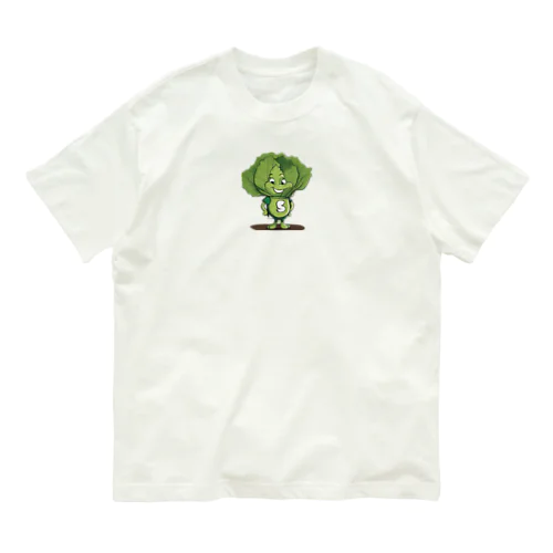 野菜キャラクター レタスのレオ オーガニックコットンTシャツ