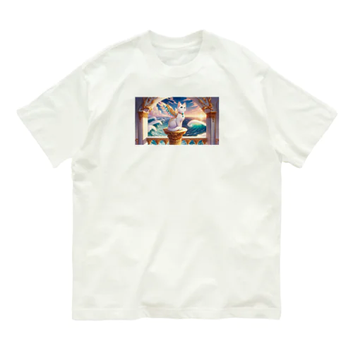 海の城に住む翼を持つ猫 Organic Cotton T-Shirt