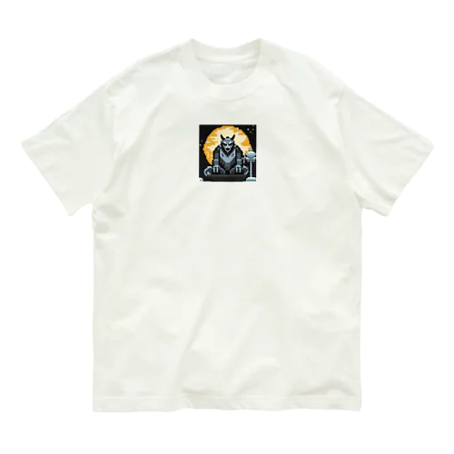 満月を背景に祀られる狼男の像のドット絵 Organic Cotton T-Shirt