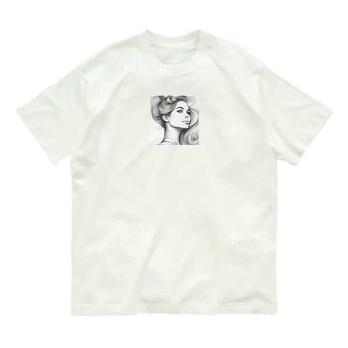 髪をかき上げる女性アートグッズ Organic Cotton T-Shirt