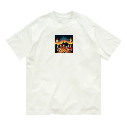 焚火を囲んで和む Organic Cotton T-Shirt