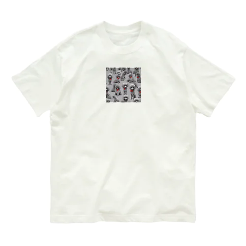 赤いリボンのトイプードルだらけ Organic Cotton T-Shirt