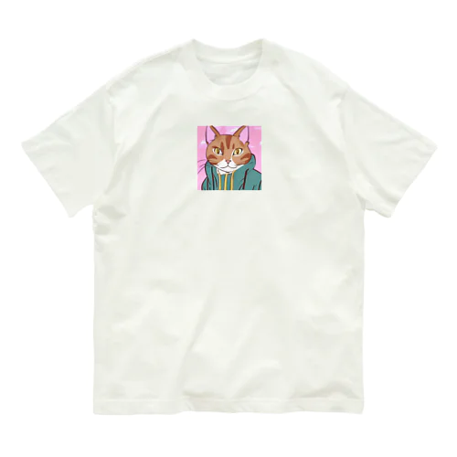 イケメン猫君 オーガニックコットンTシャツ